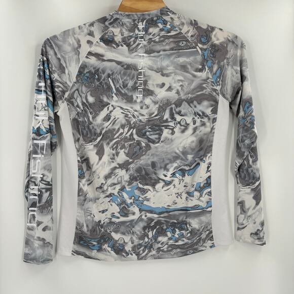 Huk Performance Fishing Mens Medium Gray Blue Vented Hydro Long Sleeve Shirt - Picture 6 of 6